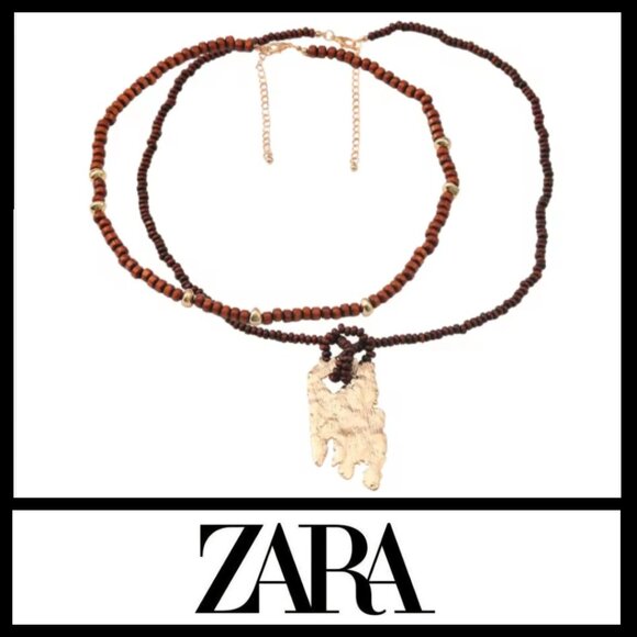 Zara - Wooden & Gold Beaded Necklaces - NWT - Picture 12 of 13